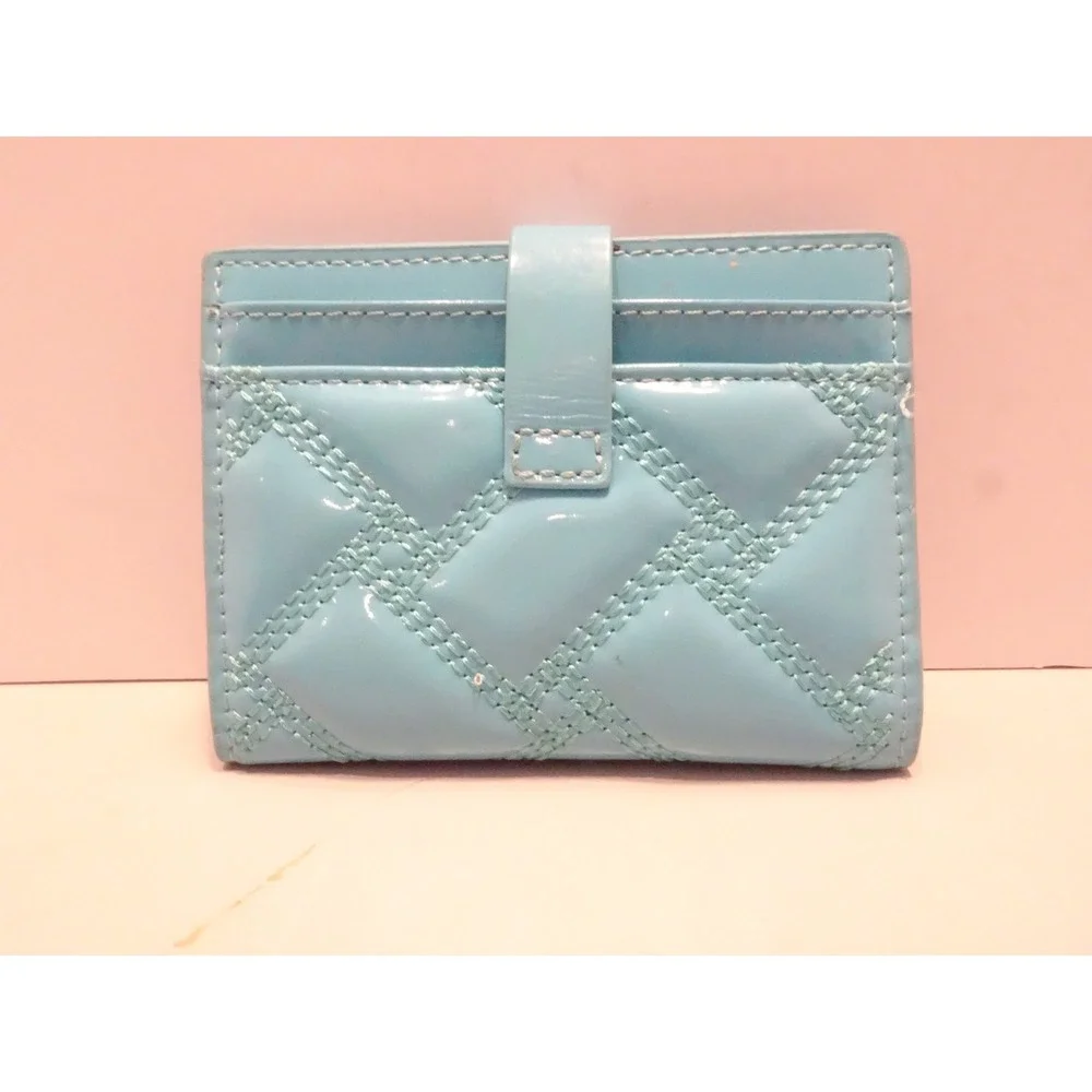 Kurt Geiger London Blue Quilted Patent Leather Card Holder Wallet Eagle Head